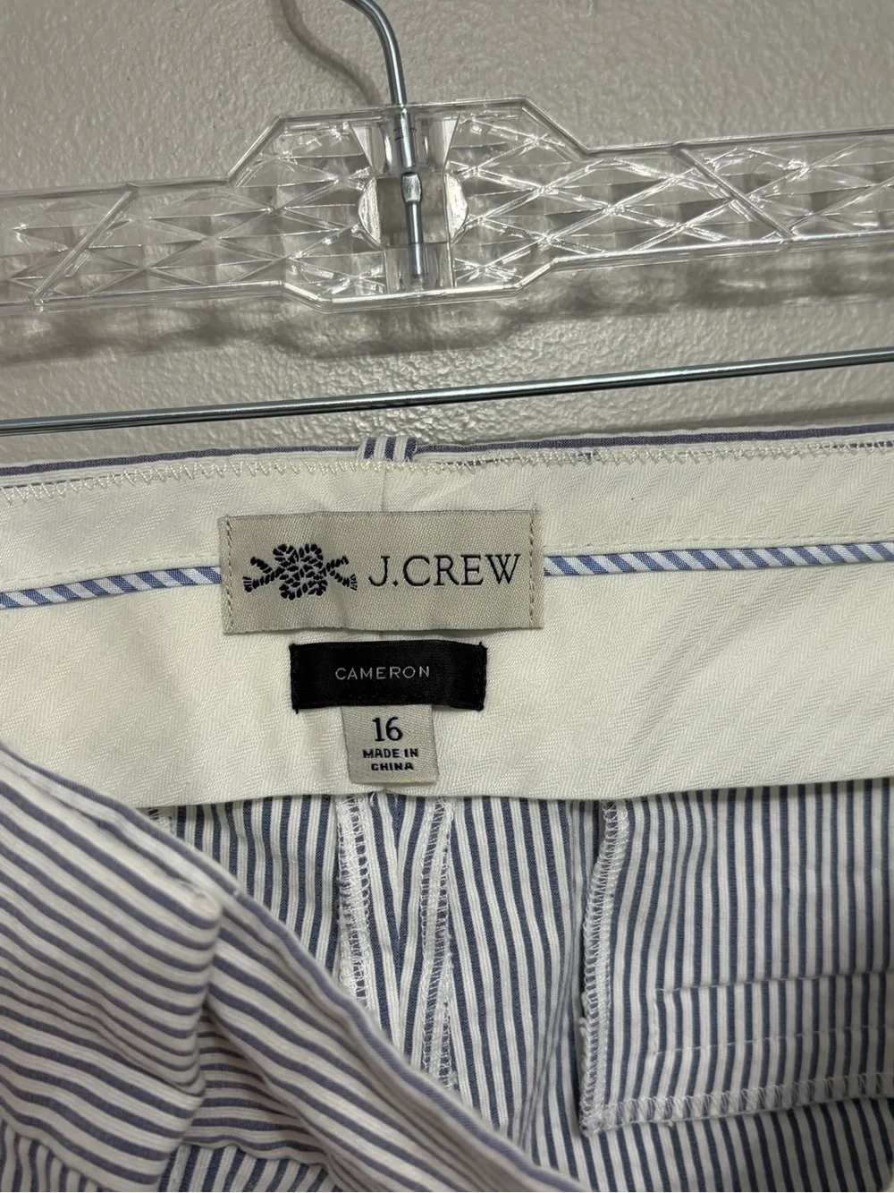 J. Crew Cameron Slim Crop Pant in Stretch Seersucker - Size 16